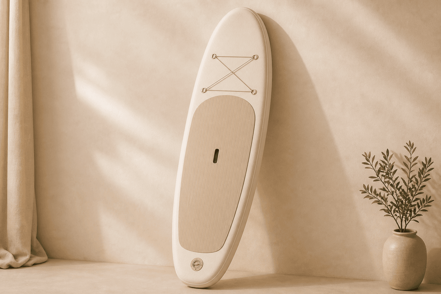 Stand-up paddle board on a cream background